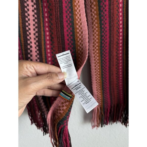 Smartwool Women Striped Wool Scarf Fringe Meadow Line‎ Canyon Rose Pink Size OS - Picture 5 of 12